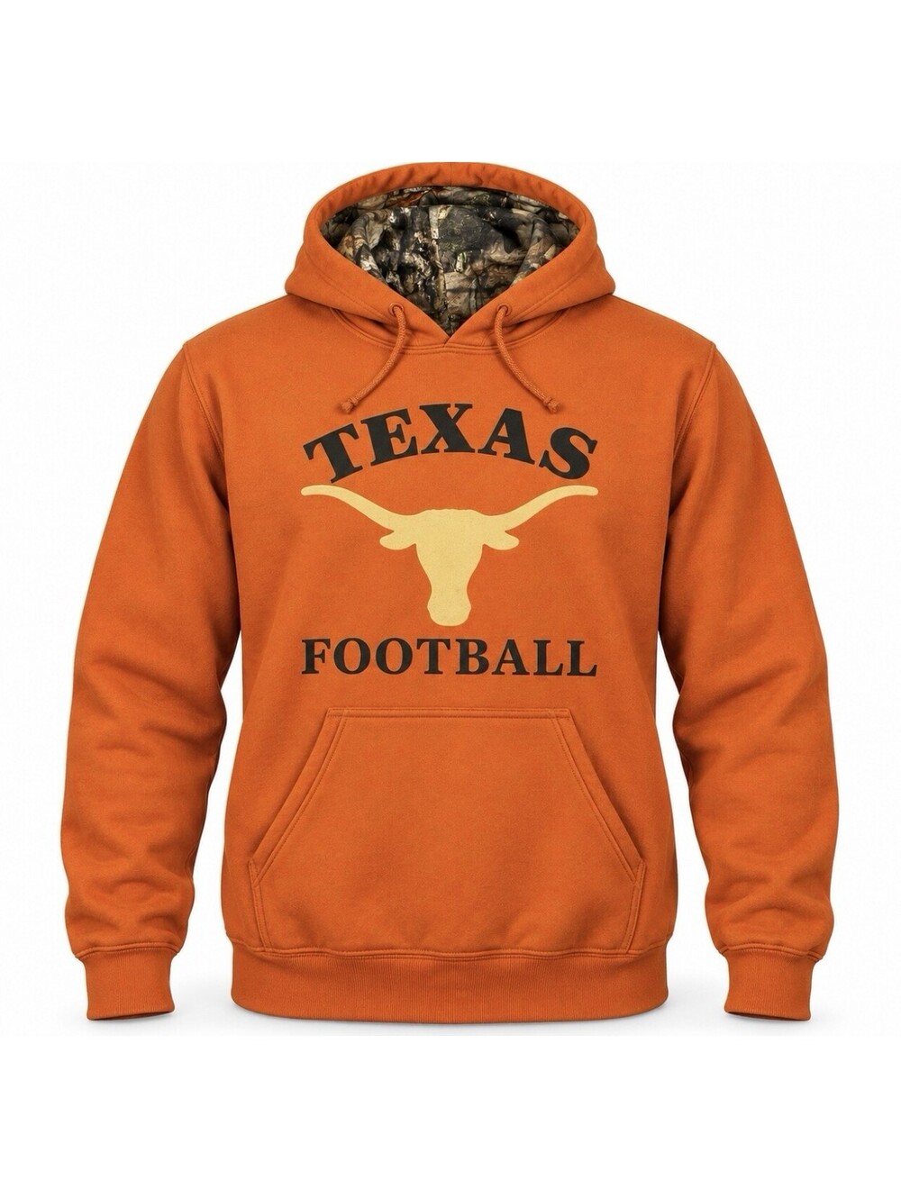 Texas Longhorns Football Hoodie Mens Small Mossy Oak Camo Distressed Orange NWOT